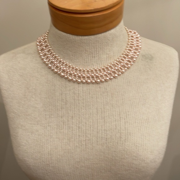 Vintage Pale Pink Faux Pearl Collar Necklace - Picture 7 of 14